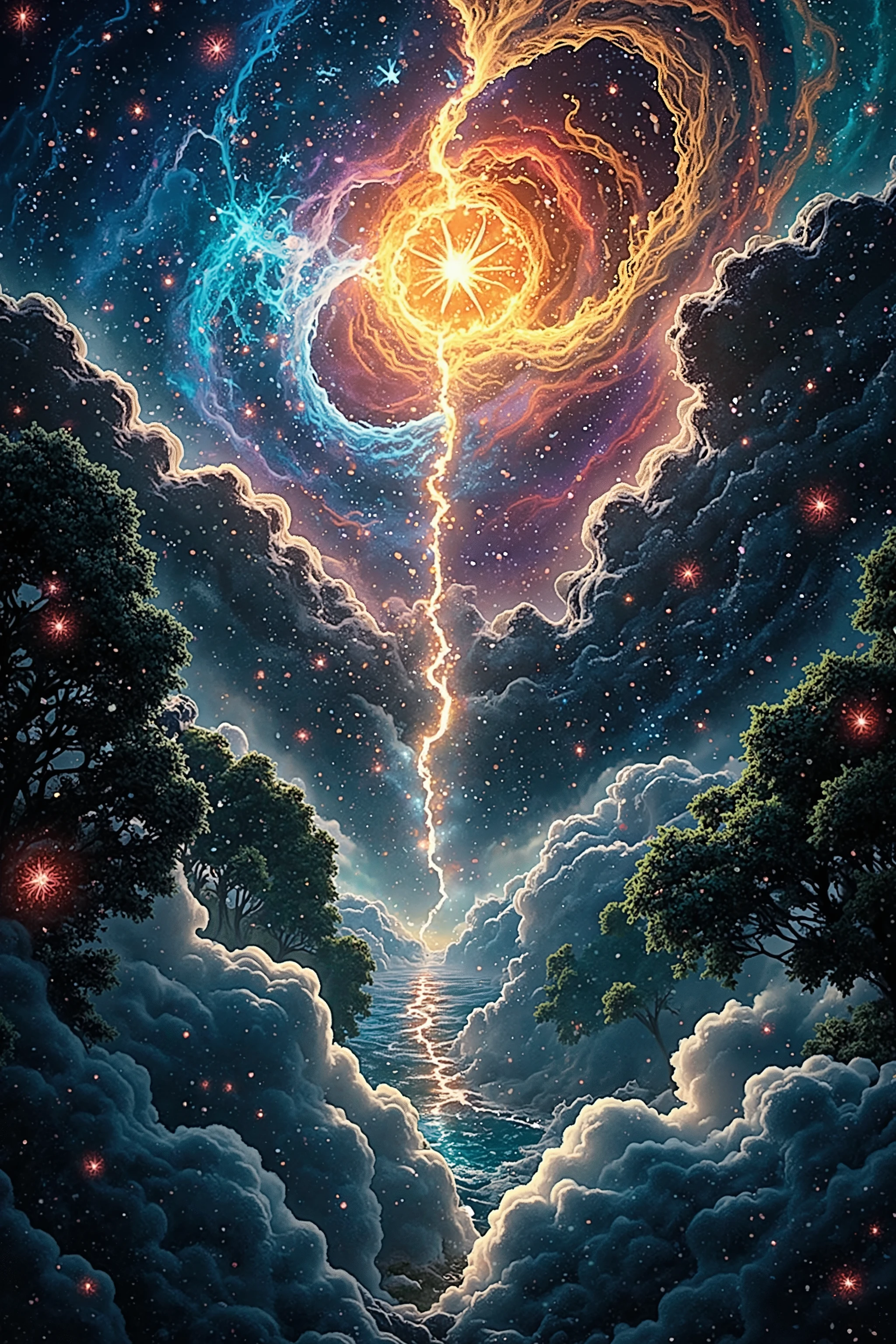 ((Masterpiece in maximum 16K resolution):1.6),((soft_color_photograpy:)1.5), ((Ultra-Detailed):1.4),((Movie-like still images and dynamic angles):1.3),((Wide cinematic lens):1.1). | ((Wide Cinematic shot of a crack in the sky):1.2), ((sky filled with flower petals and leaves):1.1), ((magical sky):1.3), (wide cinematic lens), (tyndall effect), (cloud and thunder), (disaster atmosphere), (shimmer), (visual experience) ,(Realism), (Realistic),award-winning graphics, dark shot, film grain, extremely detailed, Digital Art, rtx, Unreal Engine, scene concept anti glare effect, All captured with sharp focus. | Rendered in ultra-high definition with UHD and retina quality, this masterpiece ensures anatomical correctness and textured skin with super detail. With a focus on high quality and accuracy, this award-winning portrayal captures every nuance in stunning 16k resolution, immersing viewers in its lifelike depiction. | ((perfect_composition, perfect_design, perfect_layout, perfect_detail, ultra_detailed)), ((enhance_all, fix_everything)), More Detail, Enhance. 