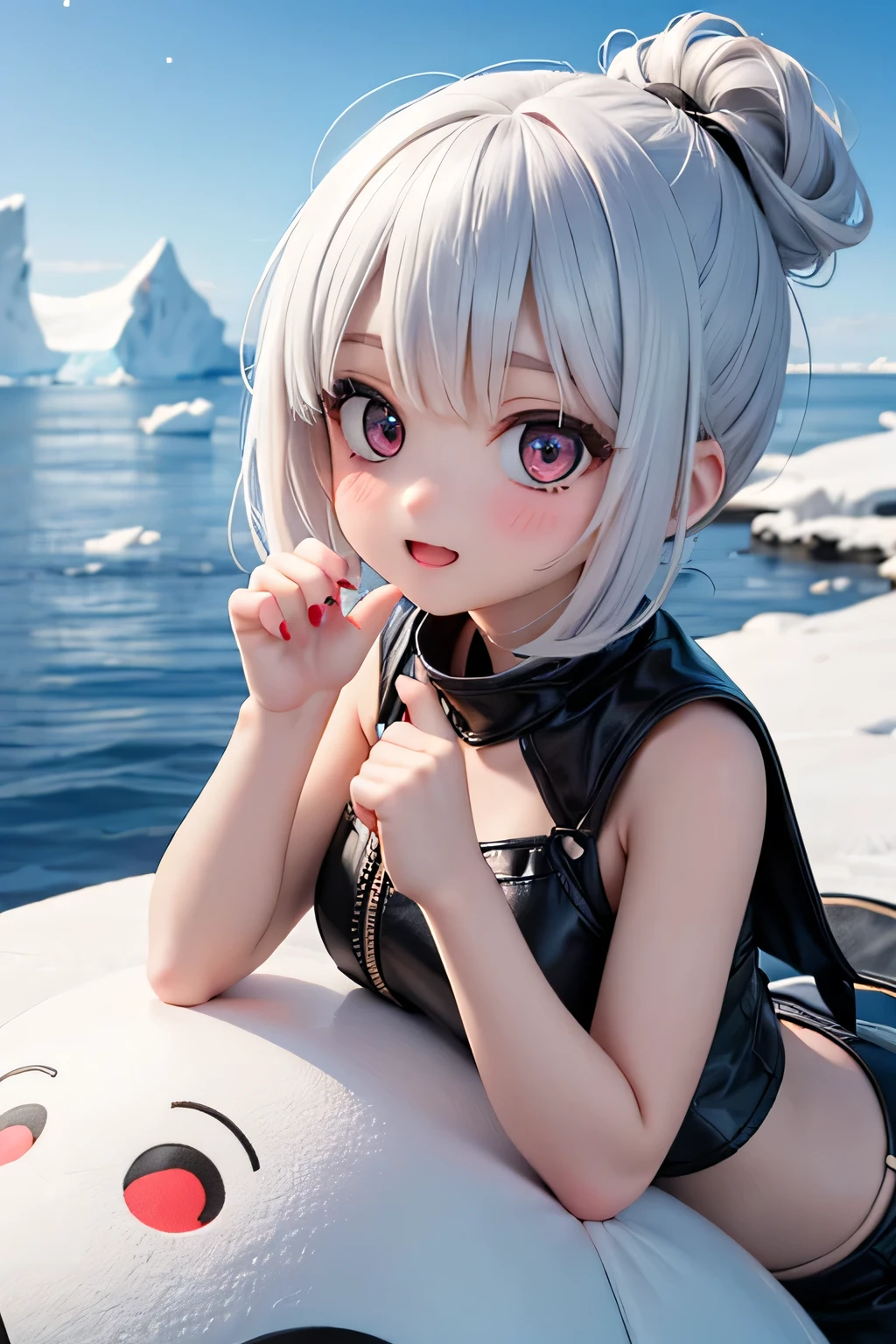 best quality 、 high resolution、( HD:1.2)、masterpiece、 detailed background、( beautiful face down to the smallest detail:1.4)、 anatomically correct、(Normal number of fingers:1.2)、( detailed eyes:1.2)、Teenage beauty、 very detailed face、 perfect body line、 brightly colored hair color 、 ponytail、 bob cut、 Well-groomed eyebrows 、 cute gesture、The natural beauty of Antarctica、Enjoy in nature、 the mysterious atmosphere of Antarctica 、
(Girls happily enjoying the nature of Antarctica with their friends:1.5)、
wrapped in fluffy feathers 、
I'm gently approaching them and reaching out to the penguins and enjoying small touches 、
Zodiac boat cruise on the ocean with giant icebergs floating、
The glittering iceberg looks like a jewel box.、I'm clinging to the window and admiring the magnificent view.、
and has functionality suitable for combat 、There are so many stars shining like I've never seen before、 wrapped in a sleeping bag with my friends and looking up at the starry sky 「I wonder if aliens are there ?」 talking with 、
Walking on snowshoes across the white snow、 having fun playing with my friends by having a snowball fight and making a snowman 、 I'm talking excitedly 、
I am overwhelmed by the size of the Antarctic wilderness, but also moved by its beauty.、
I find adventures with friends to be a lot of fun.、
every time I touch the fluffy penguins and see a huge iceberg up close {x} the girl's words always {x} I began to think deeply about the importance of nature and global environmental issues through her experiences at the South Pole、
The moment I stepped into the pure white world of Antarctica、The girl's eyes lit up、
wrapped in fluffy feathers Little penguins look at us strangely 『amazing!』 I'm wrapped in the words 、 talking to my friends under a sky full of stars 、 cute