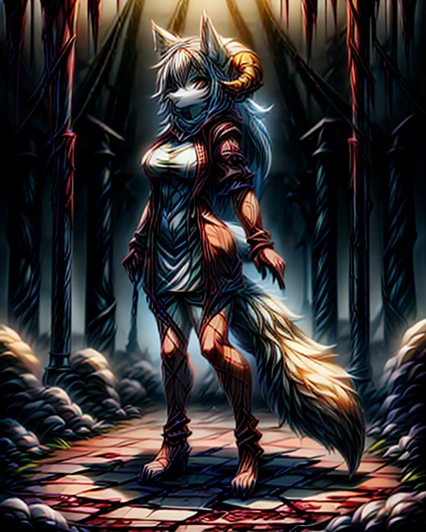 (masterpiece, top quality, best quality), pixel,pixel art,1werewolf,silver fur,full body
