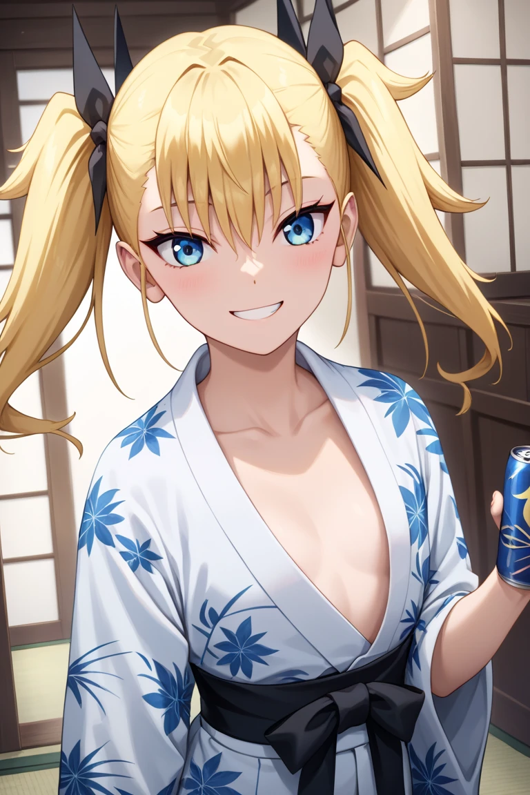 Masterpiece(woman,Huge breasts:1.5, とても唇が赤いHuge breastsを強調,Big Ass,Narrow waist,Long legs,Greenish blue eyes,Blonde ) 
8K(Sweat flying:1.4 )8K(Heat rash:1.9 )
 8K(Gal:1.3)
 8K(Staring at me:1.5)
 8K(Anime Style,A floppy smile,What we are looking for,Face mischievous face,The facial expression is accurate:1.7)
 8K(Anime Style,The facial expression is accurate)
8K(Wearing a black kimono:1.5)
8K(hairpin :1.3 ), 
8K(Focus on the face:1.5)
