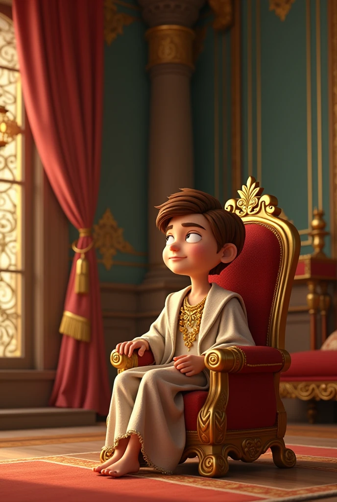 Boy in king chair and hus nane is ayush