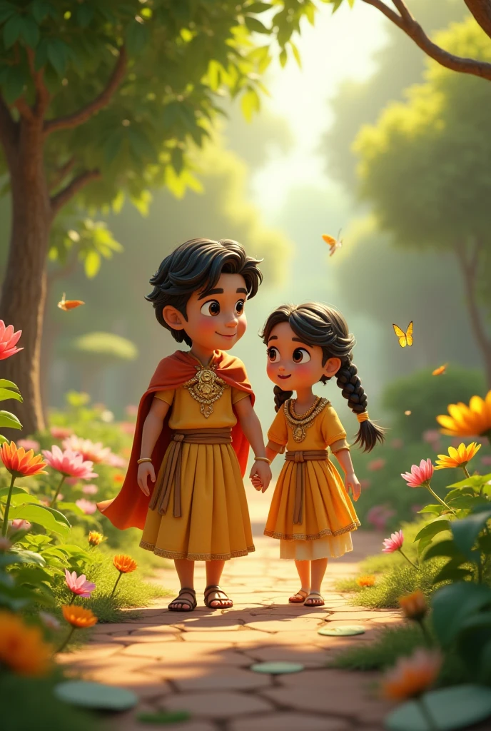 A 3D movie poster in Disney-Pixar style of Jesus as a kid after about two minutes, his friend was healed and could walk perfectly again. He was very grateful to Jesus, but he said he had nothing to be grateful for and so Jesus and all of his friends continued to play.