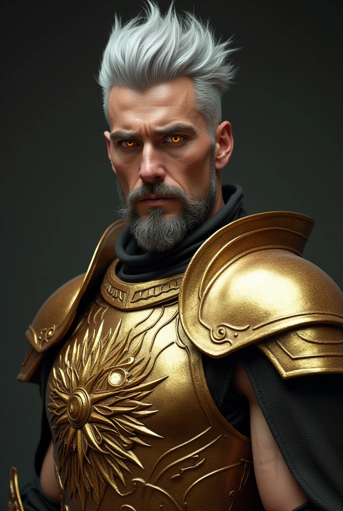 (Detailed Illustration: 1.3) of (Painting: 1.3) A (Full Body: 1.3) Shot in 8k resolution, splatter art, dreamy comic book style, realistic, intense look, anatomically realistic digital painting portrait (old male: 1.3) Human (warrior: 1.3) black and gold complex (heavy armor: 1.3) in (dark and moody universe: 1.3), light particles, very detailed skin, samurai, very detailed eyes, (elden ring style: 1.3), (warhammer style: 1.1), concept artist, global illumination, depth of field, splash art, artgerm and art by greg rutkowski and viktoria gavrilenko