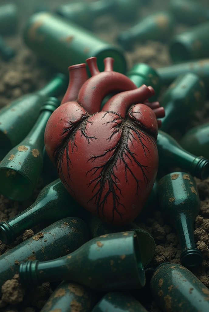 A heart thrown into a trash can