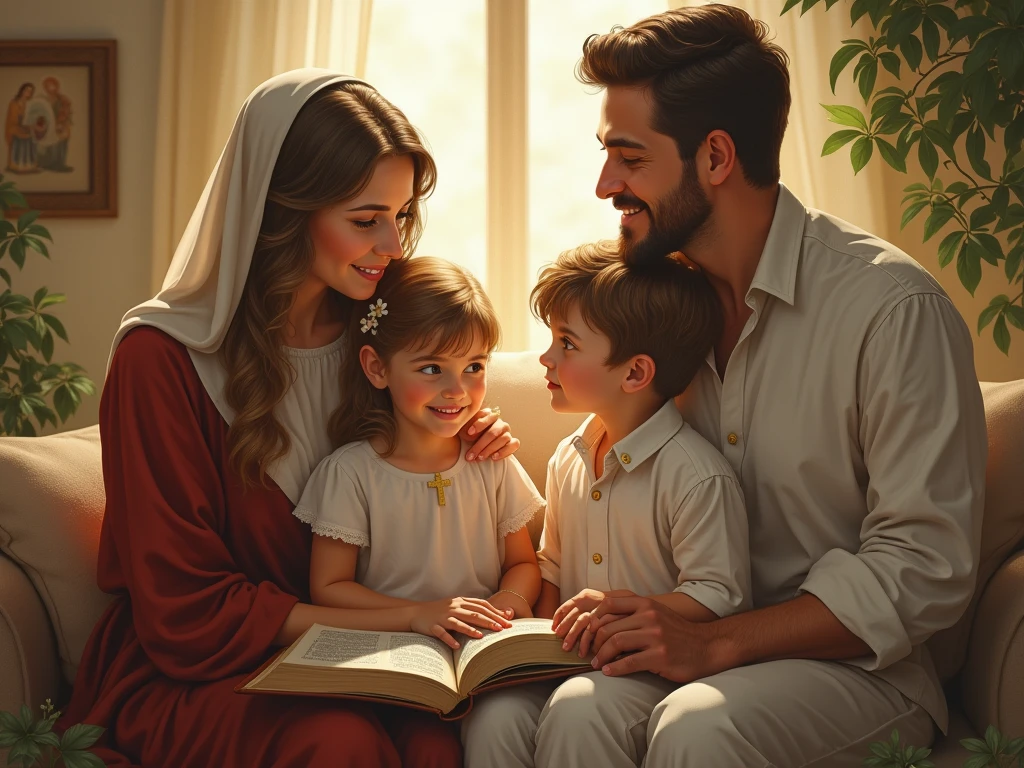 Muslim Nuclear family father mother and children