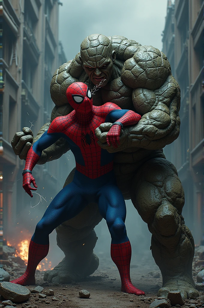 Create an image like Frankenstein from an old 1931 movie brutally killed Spider-Man
