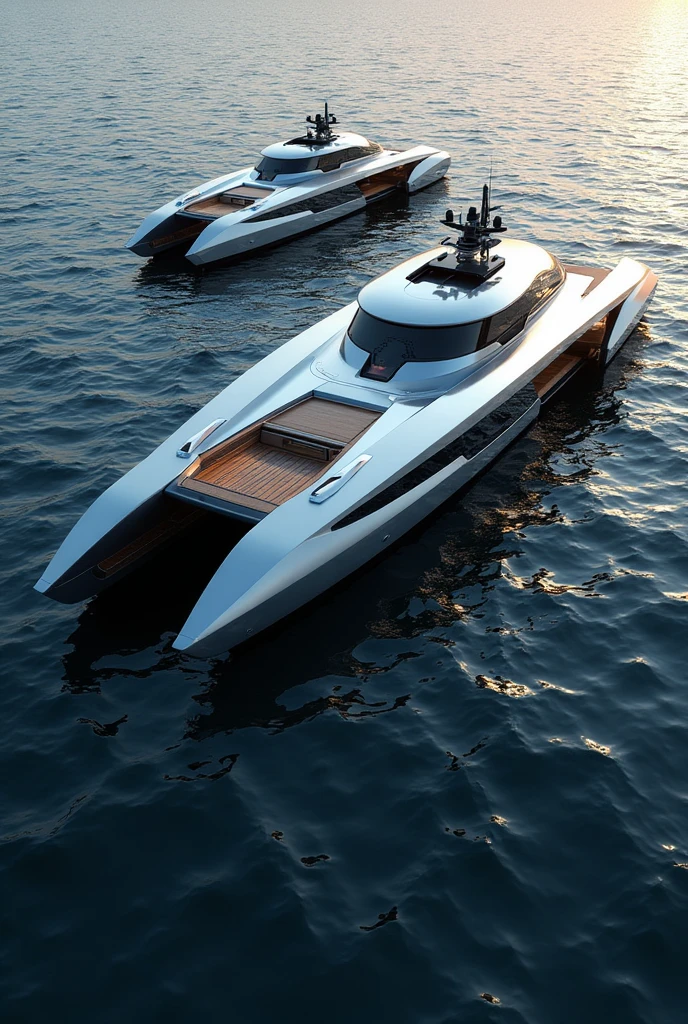 A highly detailed trihull luxury yacht, front view, top view - SeaArt AI