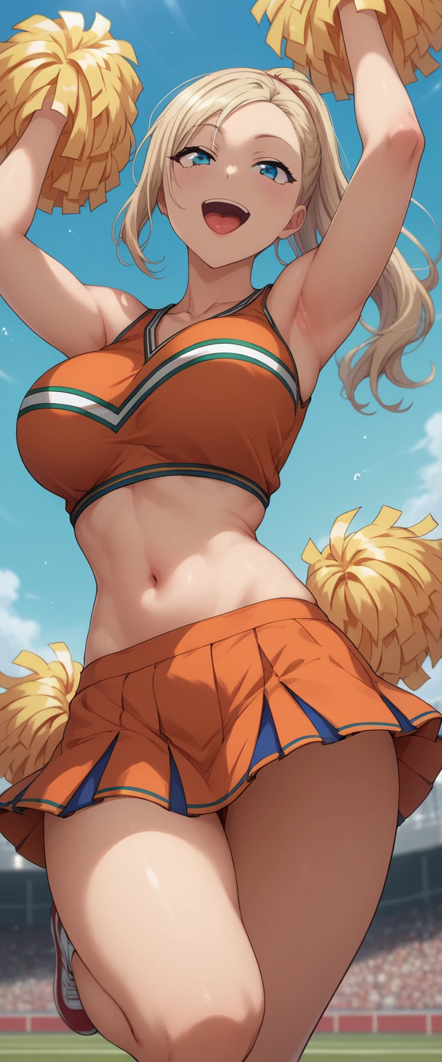 ram invader, detailed breasts,open your mouth wide and stick out your tongue、Drool、 anime dick, (tiger print cheerleader: 1.2), leg high kick、(white panties:1.4),muste piece, best quality, open mouth, tooth, ultra-detailed breasts, Yellow eyes, cute eyes, detailed face, a cute girl, big chest, red face, (wet with water: 1.2), Generally poor breasts, areola slip, (Position where panties are visible:1.5), (beautiful breasts: 1.2), (with a bright light source: 1.2), (heart shaped pupils opening their clothes: 1.5)