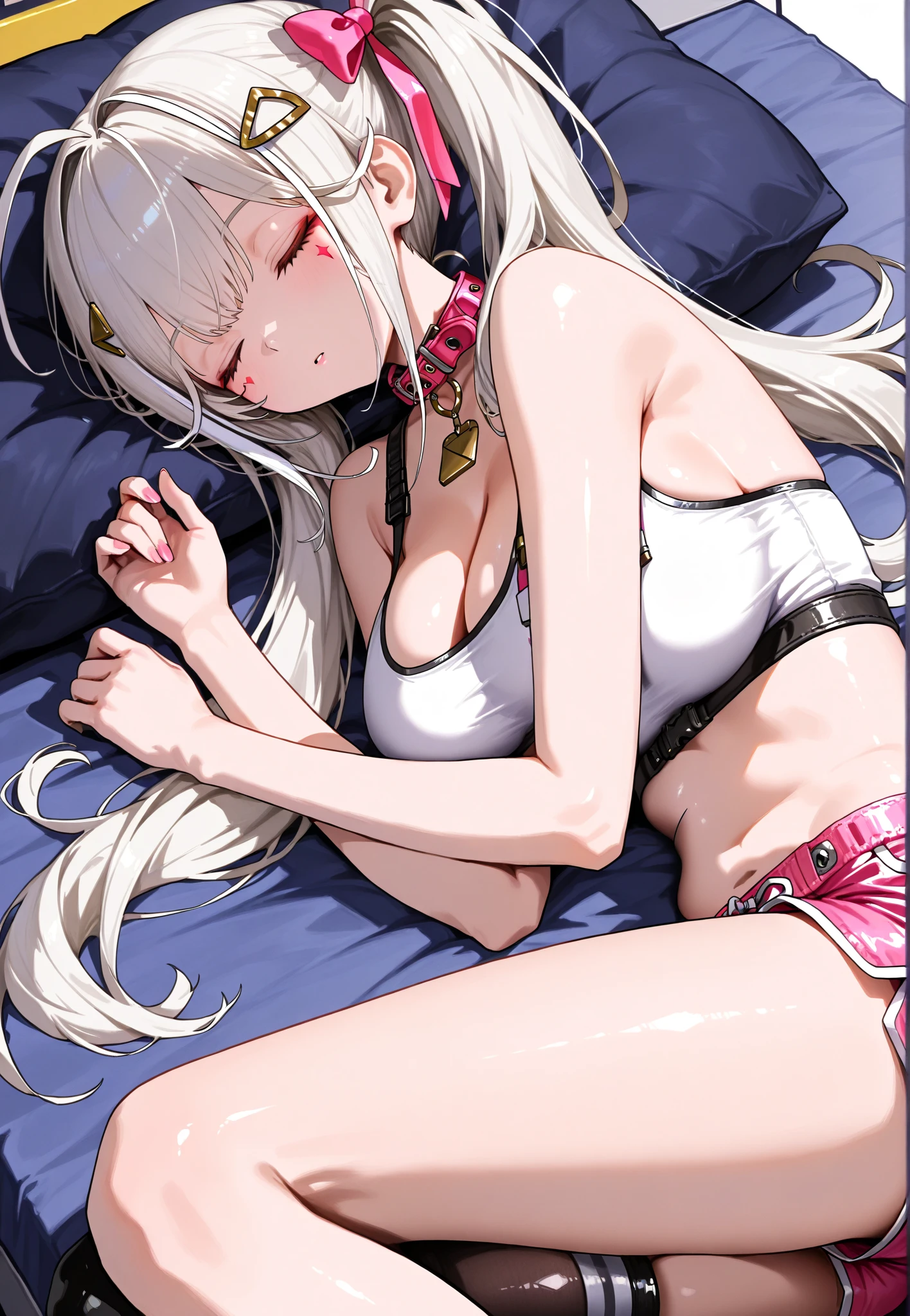 1girl, kama \(swimsuit avenger\) \(fate\), fate/grand order,livingroom,lying on a sofa, bondage,gaged,ballgag,rope,hand behind back,masterpiece,very aesthetic,newest,