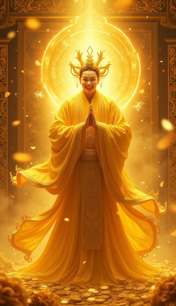 (masterpiece:1.2),best quality,PIXIV,taoist,(meditation:1.3),Daoist_Robe,closed eyes,full body,
solo,a buddha standing in front of blonde,glowing taoist,transparent,<lora:taoist_20230623200708:1>,<lora:Daoist_Robe_v2:0.6>,