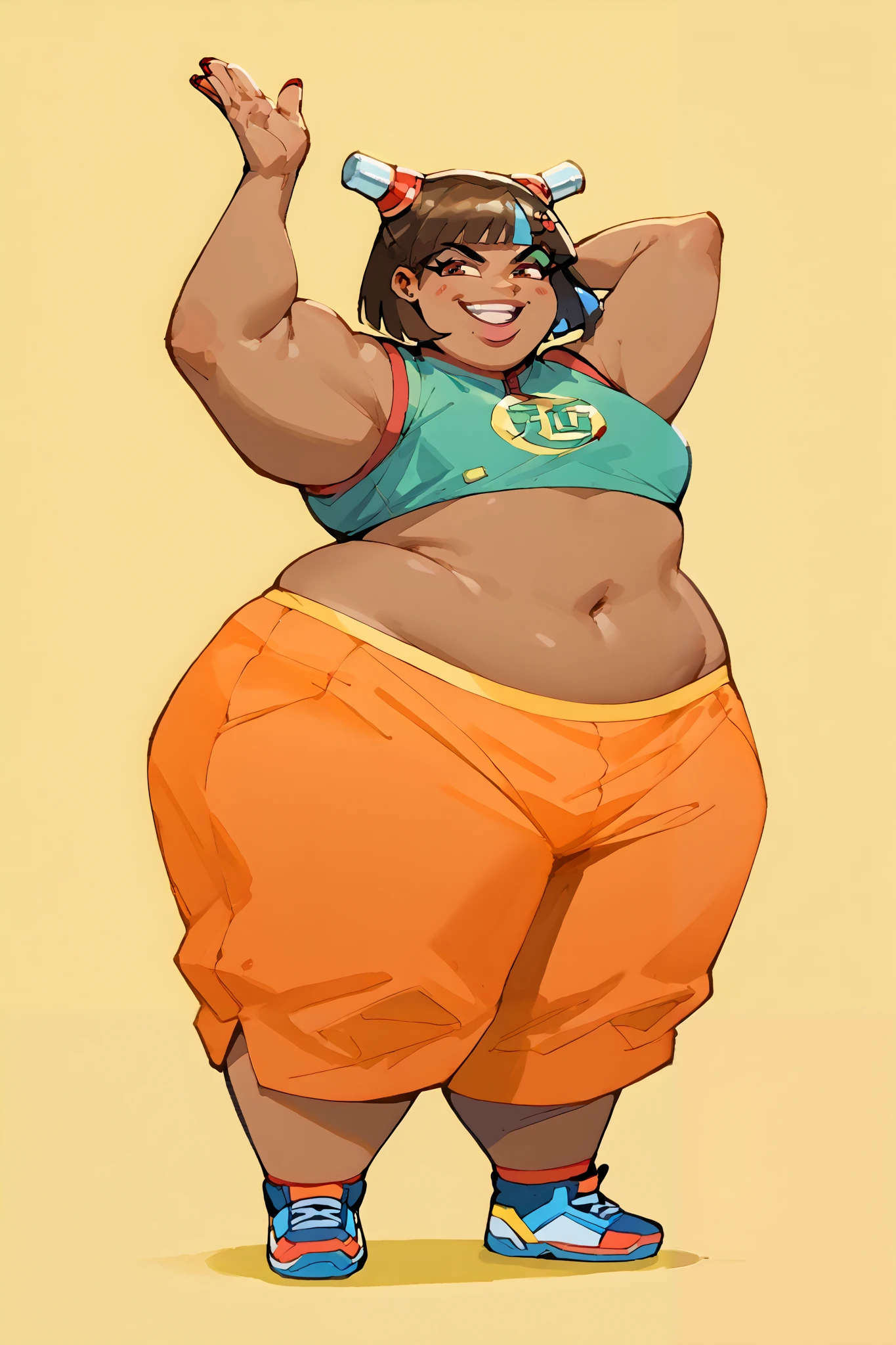 jogger shorts, Full body image of the daughter from Haha Musume Donburi Oppai Tokumori Bonyuu Shiru Dakude, full body in image, wearing her original outfit (school uniform or casual clothing), long black hair, female body, slender and youthful body, dynamic pose, detailed pose, simple background, expressive face showing a happy smile, focus on face, line art, sketch full body in image, full naked woman, naked body, (feet on image), bike shorts, simple hair, female naked body, curvy body, large hips, beautiful woman, thicc body, big thighs, voluptuous body, full thick body, dinamic pose, curve body. detalied pose, body, simple background, expressive face, focus on face, line art, sketch