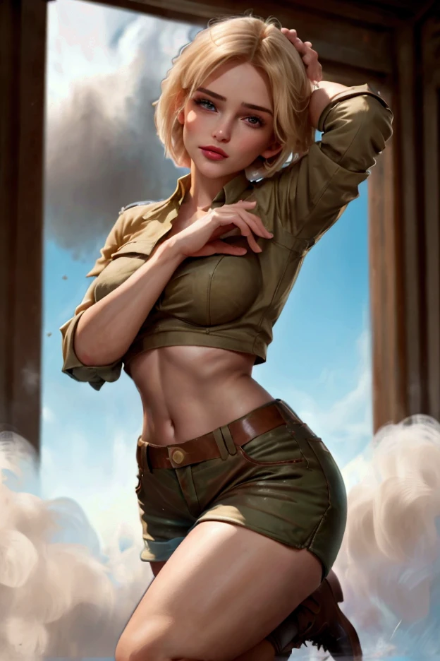 (masterpiece), (best quality), (photorealistic), uhd, high resolution, 1girl ((small breats)), best anatomy, nsfw, , nakepples, accurate my, short hair, messy hair, yellow hair, bangs, hair between eyes, animal ears, green eyes, 
