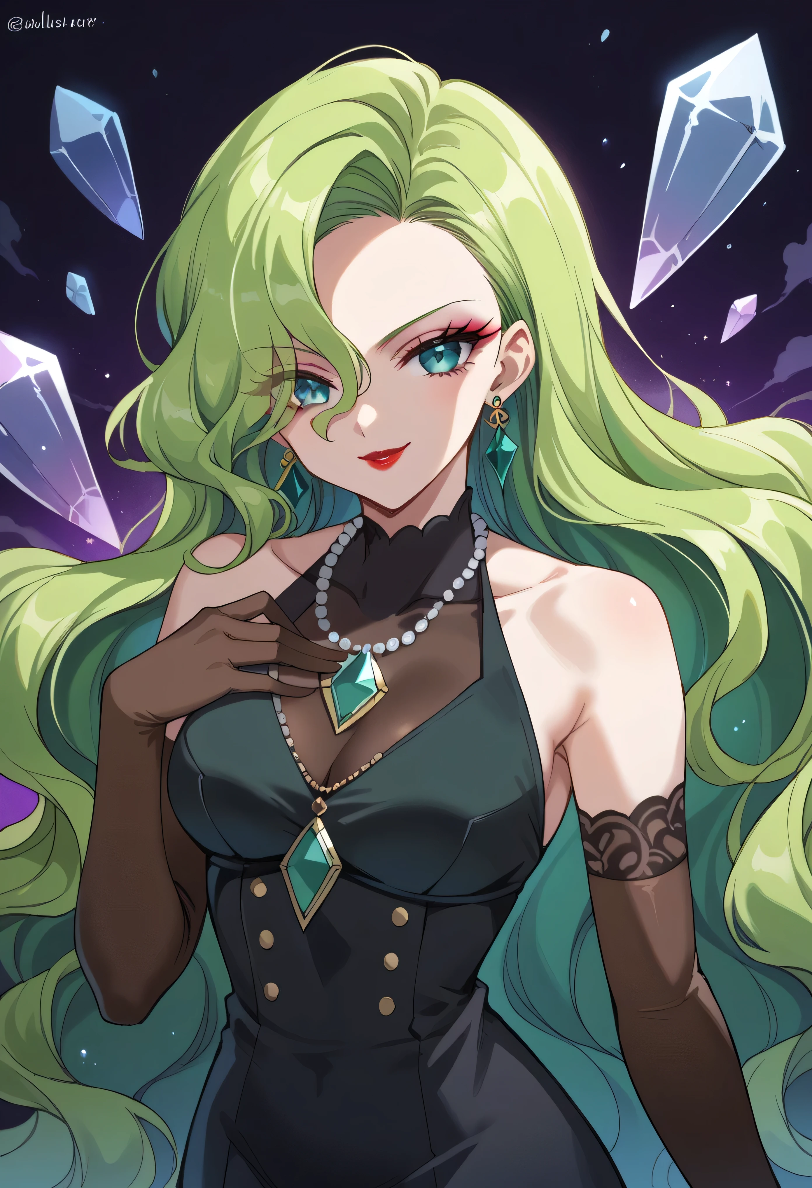 best quality, intricate details,
1girl, long hair, green hair, messy hair, gold eyes, sharp eyes, twigs, twig like horns,
white and black dress, gold trim,
<lora:ceresFaunaHololive_v1:0.8> 1girl, ceres_fauna,
<lora:metalgearsoildStyle_metalgearsoild10:0.8> metalgearsoild,