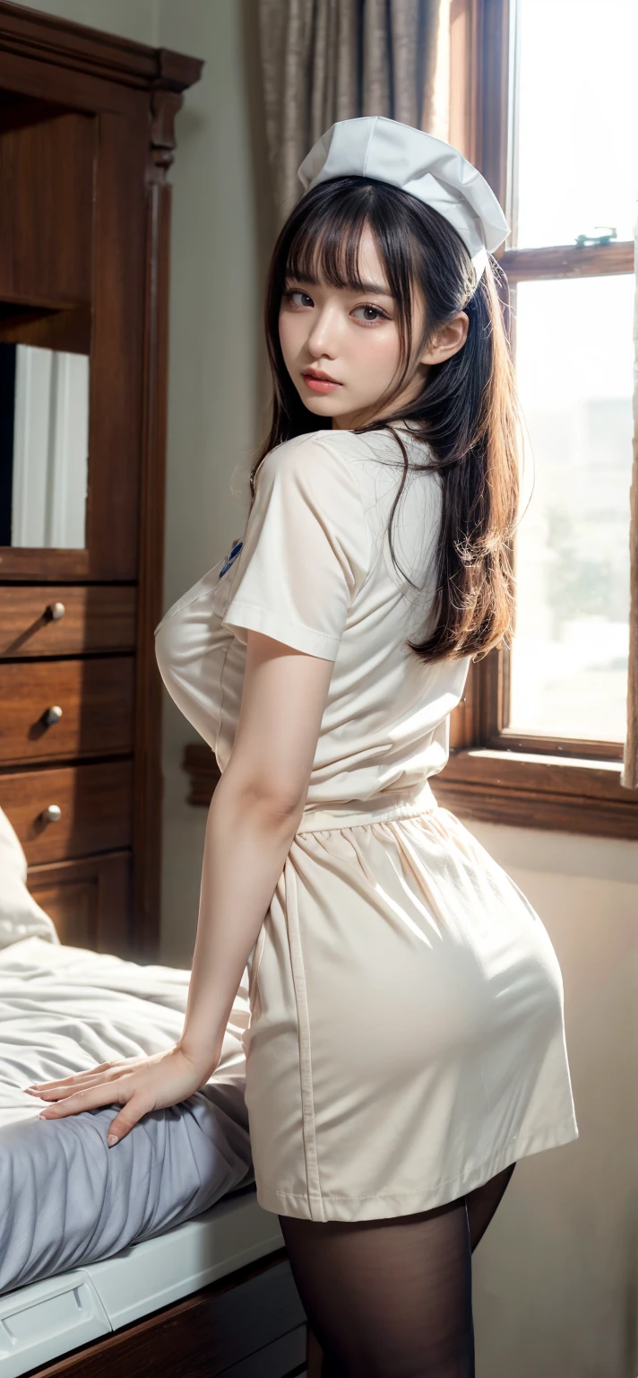 Tied up woman、(((Put your hands behind your back、Cross your wrists)))、(Tie your wrists with a rope)、beauty、Well-formed face、Shiny long black hair、Even out the eyes、Inside the hotel room、Please show me your whole body、White short sleeve shirt、Navy Semi-Long Skirt、Panty lines、Wear pumps、sitting on the floor by the window、Age 25、Medium、Like a real photo、Highest quality, Light brown hair, Straight hair, Shiny Hair, Part your lips, Captivating smile, Surrealism, Hyperrealism, Verism, Cinema Lighting, tachi-e, First Person View, Nikon, 超High resolution, Anatomically correct hand, Highest quality, High resolution, 8K,