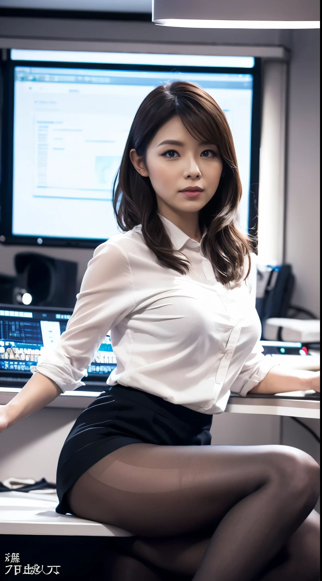 Elegant upper class elite secretary completely naked, Working in the office、Wearing pantyhose、Wear expensive heels, merchant, RAW photo, (8k、 best quality 、Masterpiece:1.2)、(Subtle details:1.4)、( Cinematic Lighting :1.4)、 octane rendering、 ultra-high resolution energy A , very detailed, soft light in the studio ( soft light in the studio ), rimlight, Crisp details, very detailed, realistic skin texture , Detailed aspects, eyes with an emphasis on the lower body, very detailedな CG Unity 16k 壁紙, compensate -, ( detailed background:1.2), exposes thighs!!!,