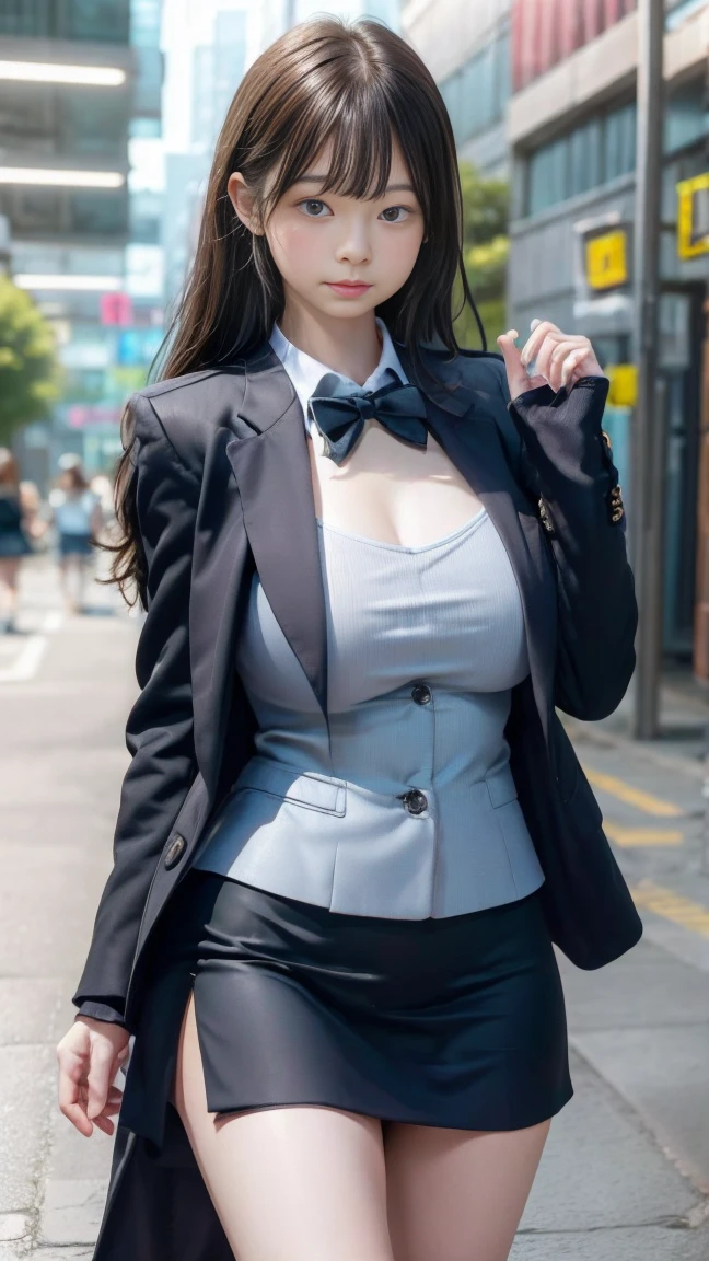 (Representative: 1.3), (8K, Photorealistic, RAW Photo, Best Quality), (Cute Korea, Loli), 4k, (Lori Big Cleavage), (Big Pevis), (Ultra Wide Hips), 4k, (Full Fit Body), (Smile), 4K, (Small Face), (Lolimake), (Street), (Red Lingeri), (Junior High School Girl), (Sexy Uniform),(Face Loli Body, Adult) --auto