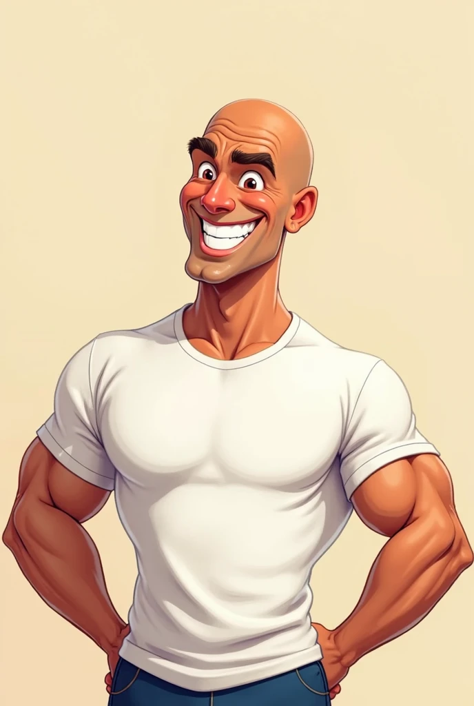 Caricature, handsome man, buzz cut haircut, semi-realistic, huge muscles, shirtless, mermaid, muscles ,huge pectoral, white background