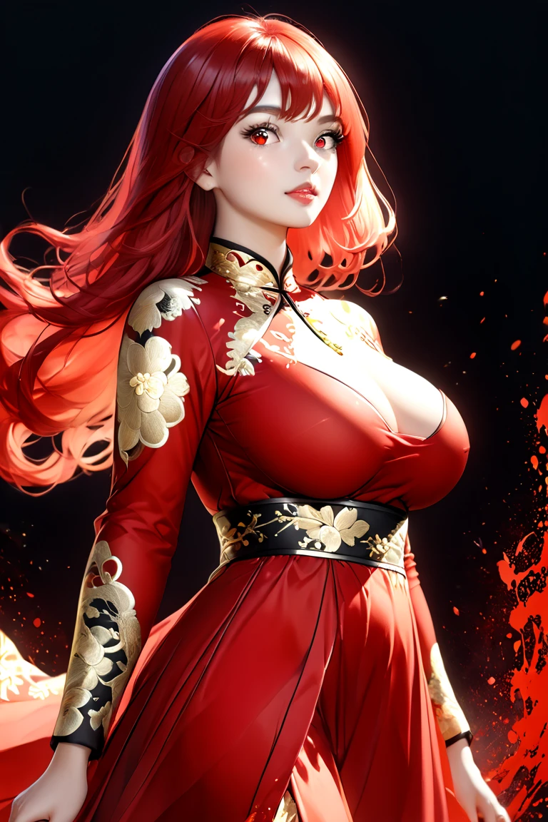 
Red Nine Tailed Dragon Girl, (Bright Red Hair), ((Big Hair)), double eyelid, Red clothes、Perfect figure, Nice face, Perfect Skin, black eye, spirit princess, The Age of Red、are shining on the distant planet Spica.、Red and pink rays、A beautiful comet flies by、
