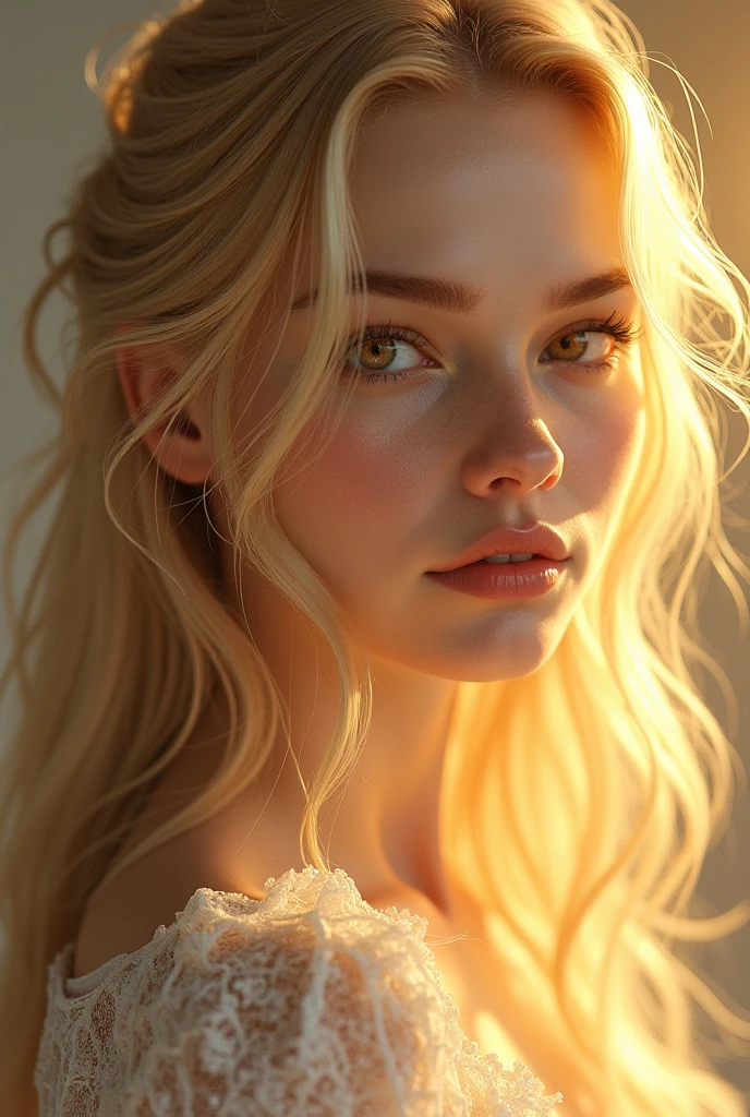  blonde aux yeux noisette et à la peau mate, manga