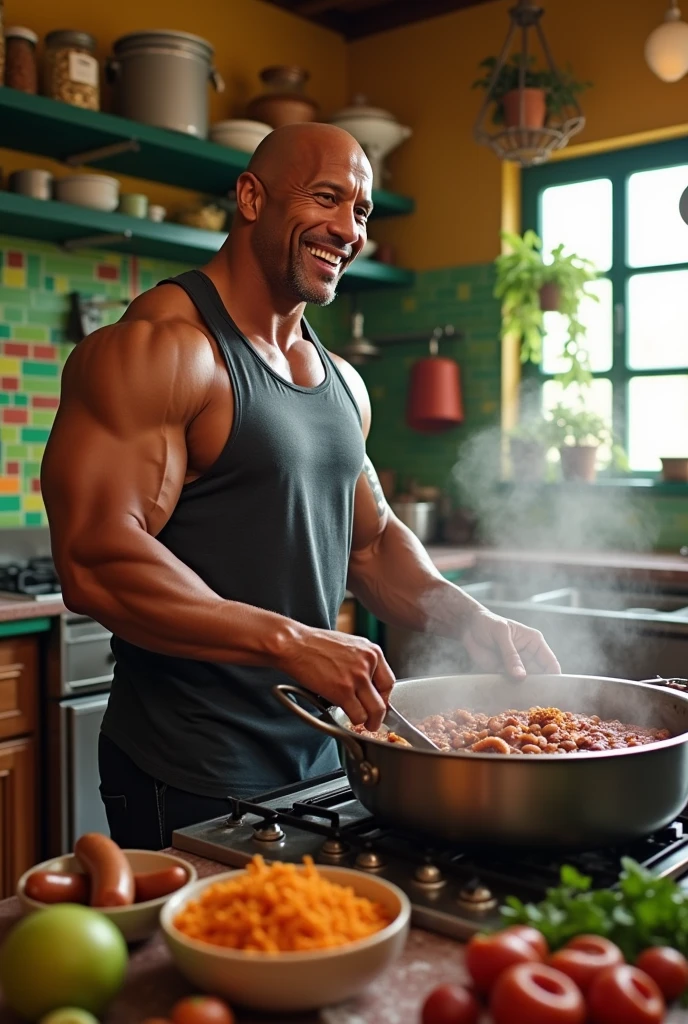 hdr, 2d, anime, sagat, tall, bald, muscular, solid white eyes, shirtless, wearing blue muay thai shorts, sitting on chair, kitchen, sitting at table, eating a bowl of cereal, frosted flakes, looking at camera, smiling, happy, <lora:Sagat&Deliner:.8> , extremely detailed, <lora:whiteeyes_27:1>