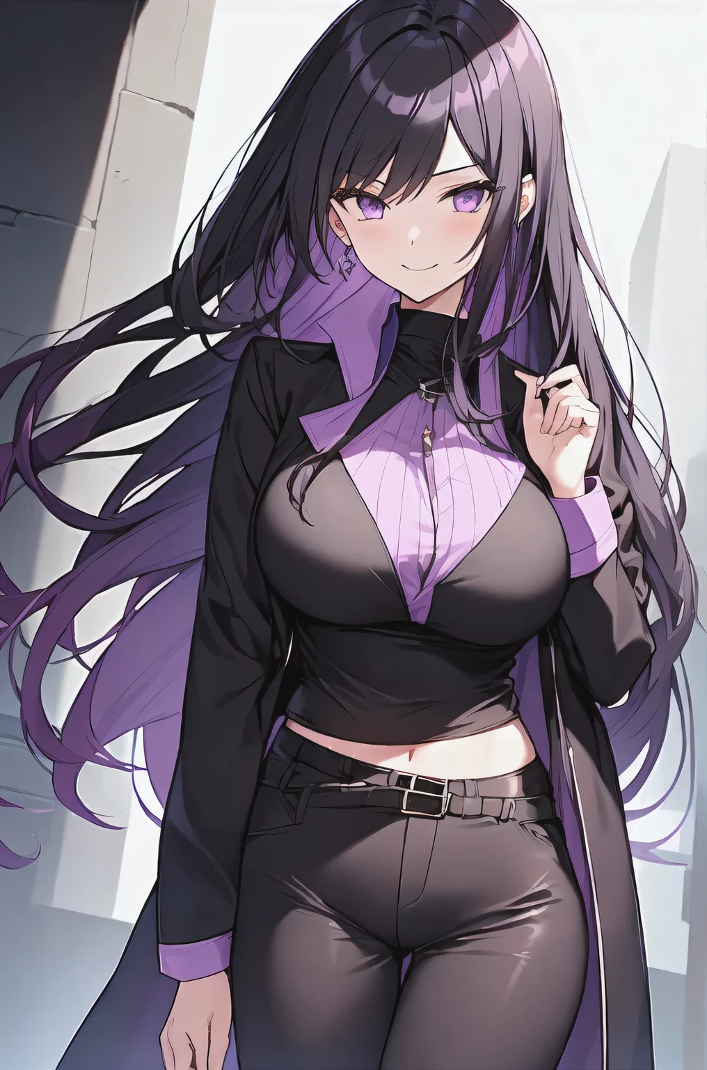 (masterpiece:1.37), best quality, (extremely detailed:1.37), (1girl:1.5), woman, (mature:1.5), (adult:1.5), large breasts, very long hair, (straight hair:1.5), (very dark purple hair:1.5), purple eyes, (extremely detailed eyes:1.37), hoodie, jeans, desperation, (wetting self:2.0), standing, embarrassed, humiliation, blushing, angry, (crossed arms:1.5), office, indoors, window, cityscape, full body
