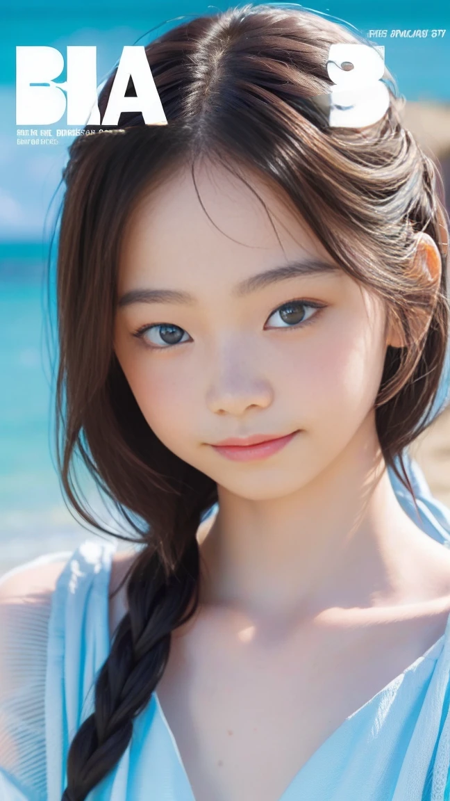 Beach,resort,white bikini,Close up face,One woman,masutepiece, The highest image quality, High quality, the background is clear,Beautiful woman, Japanese, Detailed, Detailed eyes, Detailed skin, Beautiful skin, 超hight resolution, (reality: 1.4),Very beautiful woman, Slightly younger face, Beautiful skin, slender, (Ultra photo realsisim), (hight resolution), (8K), (Very detailed) (beautifully detailed eyes), (super detailed), (Detailed face), view the viewer, Fine details, Detailed face, Staring straight ahead, Staring straight ahead, photos realistic, Bright lighting, Professional Lighting, Black hair,poneyTail,a baby face,fifteen years old,Hairstyle: ponytail,Long ponytail hairstyle,slight smile,neat and tidy clothing,Beautiful Japanese KPOP idol photo, hair style is ponytail, my eyes are double and wide, baby face, smile and look straight ahead, slender, small breasts,Close up face,