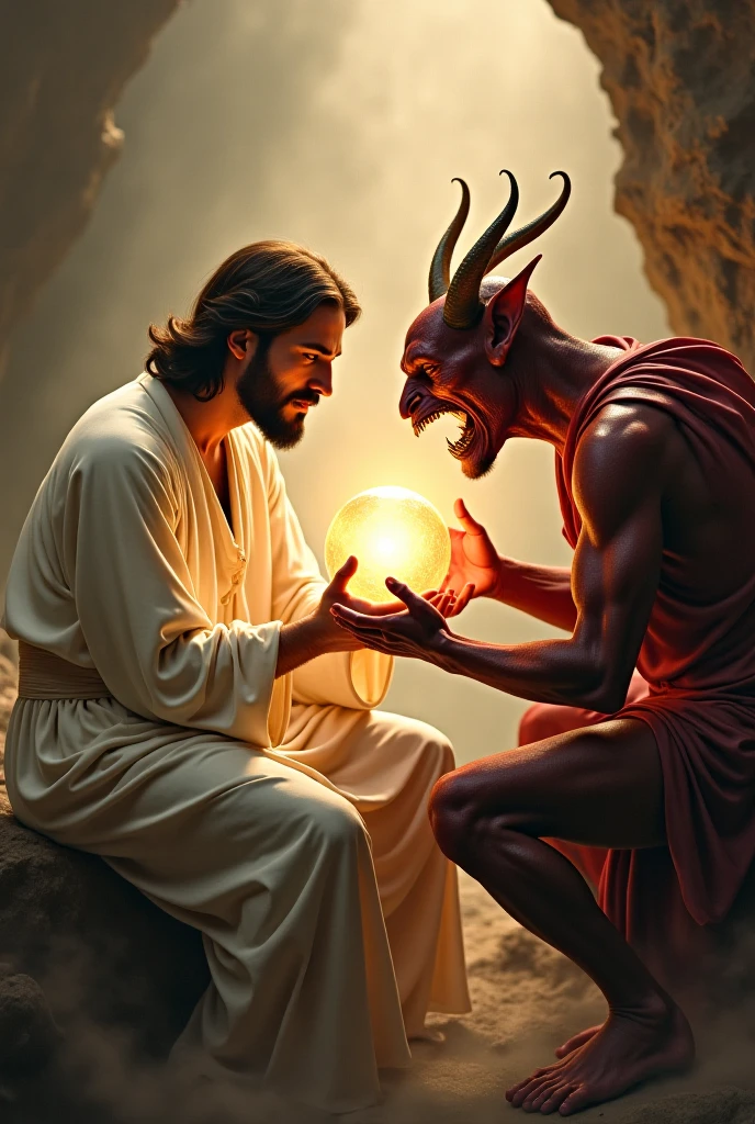Jesus and the Devil playing jokenpo