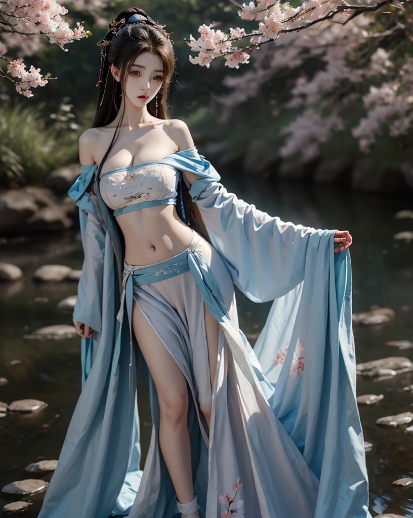 beautiful and delicate woman,The details of the eyes and face are very rich, exquisite eyes, super detailed, High resolution, The content is very detailed,best quality,EnLightenment,Unite,8k wallpaper,masterpiece,best quality,imagine,1 girl,China costume, Wear sexy blue bikini armor,metal style, Super big breasts, big breasts, high-cut underwear, 盔甲有圖案metal style的, Big blue priest cloak,priest hat,standing posture,long legs,Put on powder blue and white boots,look at the audience,Face the audience,flowing long hair,Surreal 8000g,Impeccable,masterpiece,professional artwork,famous artwork,Light,movie bloom,perfect face,pretty face,fantasy,Dreamy and magical,not real,intricate details,Exquisite pattern…Korean woman’s face