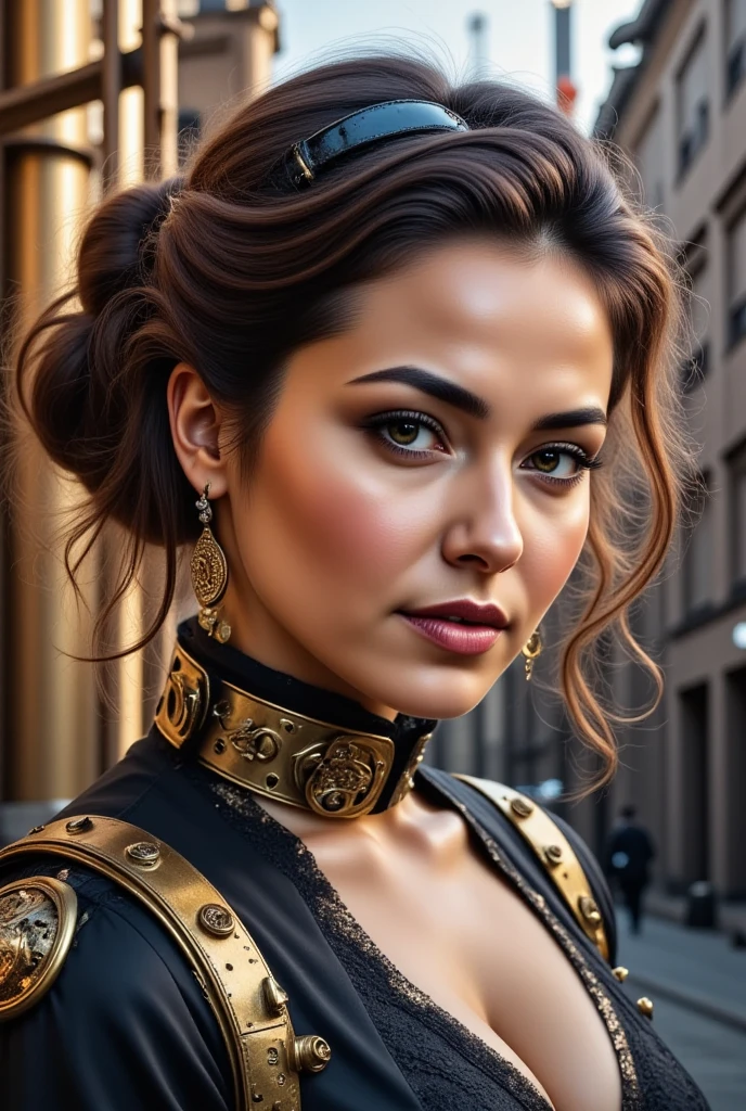 (((portrait))) (((Front Facing View))), (Highly Detailed, HD)Woman, figure, mischevious expression, jovial air, skin, (smirk), confident, self-assurance, (Symmetrical Detailed Eyes), (((portrait))), dramatic skin, short from above
hyper realistic , (((cinematic light)))