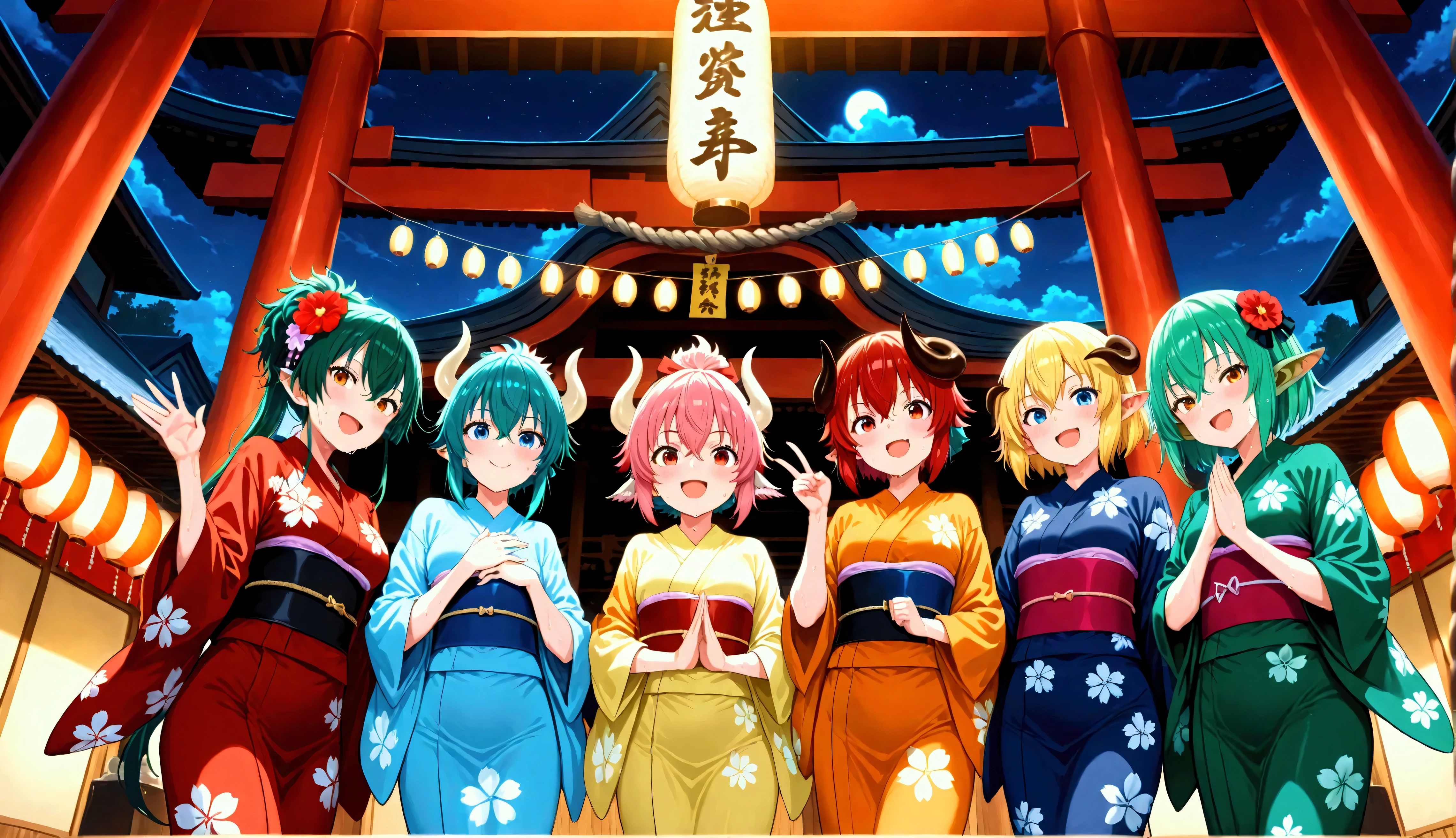 ((masterpiece、Highest quality、Detailed Anime))、Carnival of Rio、parade、((Japan amusement park、Beautiful illuminations))、(5+ Naked Cute Girls、Various hair colors、smile:1.3、Samba Dance:1.3、Samba Costume: 1.3)、(Pussy、Nipples、Mid-chest)、(Glowing Skin、Flashy and gorgeous accessories、Fishnet tights、Black Hair)、Visitors々