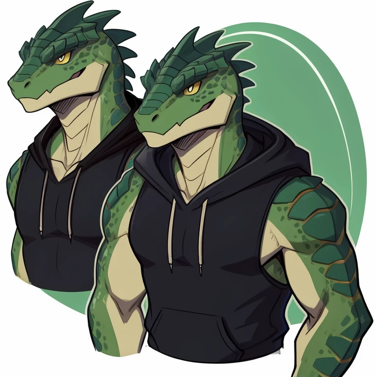 Solo focus, full body view, male anthro kobold, dark green scales, light green belly scales, blush, angry expression