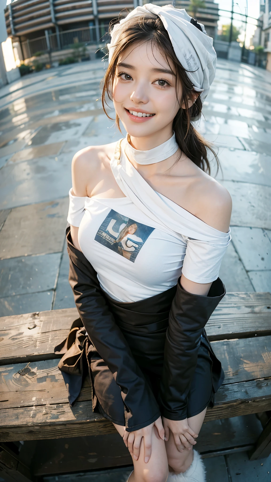 8k, masterpiece, RAW photo, best quality, photorealistic, extremely detailed CG unity 8k wallpaper, Depth of field, Cinematic Light, Lens Flare, Ray tracing, (extremely beautiful face, beautiful lips, beautiful eyes), intricate detail face, ((ultra detailed skin)) 1girl, full body, big breasts, in the dark, deep shadow, pretty korean girl, kpop idol,(very slim slender fit-muscled body), ((looking at viewer)),(big smile), (fashion city night, (neon sign), (blurry background), midnight, (vacant city), (without people in the background), pretty korean girl, white diamond earrings, dia bracelets, dia necklace, clear eyes, walking , front shot, (pale skin), face forward, (big eyes), ((upper body shot)), (baseball cap), ((red color leggings)), (camel toe, shape), ((T-shirt)), (ponytail), (((Kamasutra pose))), on the ground