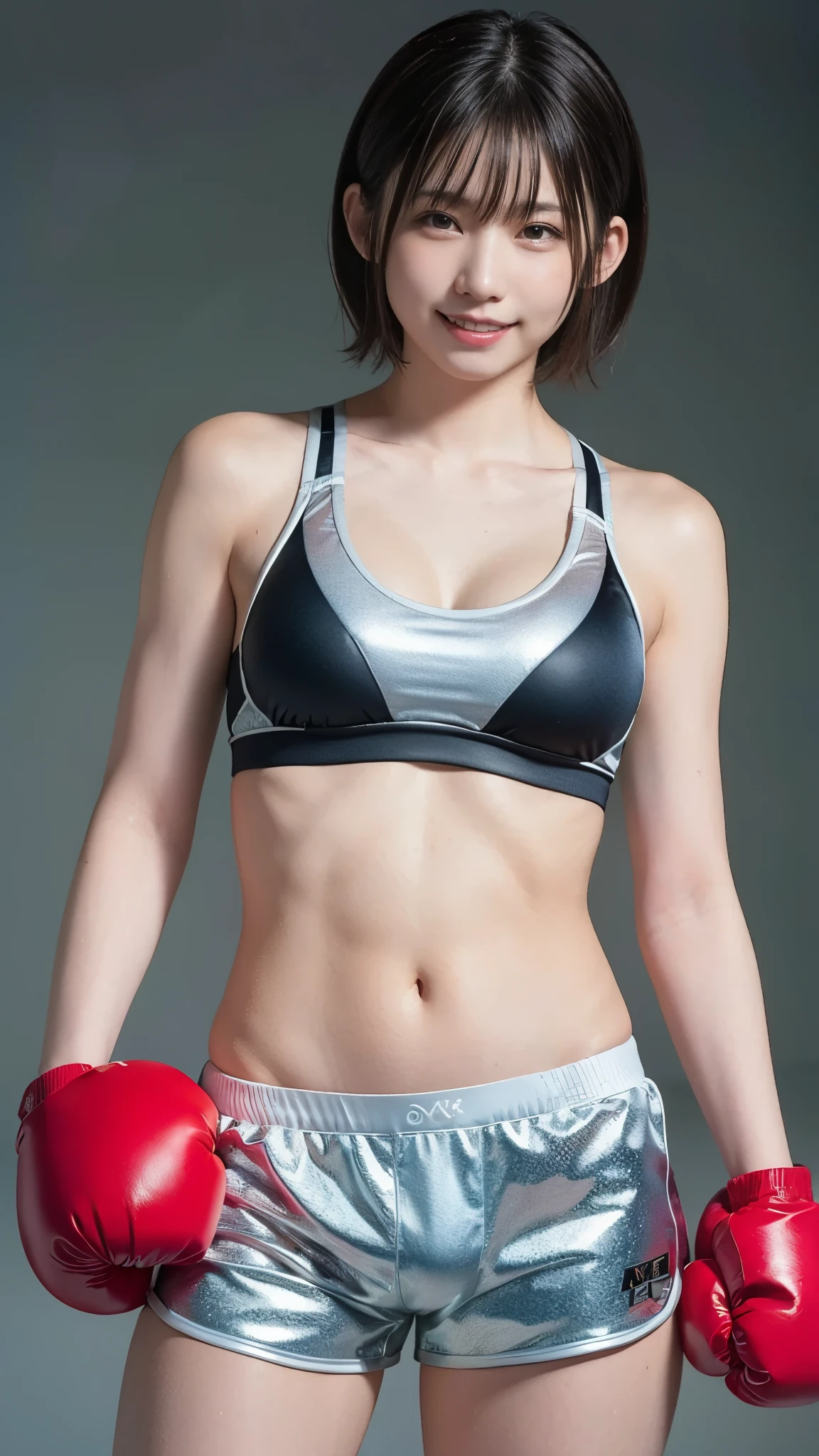 best quality, ultra high resolution, (photorealistic: 1.4), 8k resolution, (random hair: 1.3), (realistic hair: 1.2), (Japanese fitness girl: 1.2), (realistic eyes: 1.2), (beautiful face: 1.3), bright white skin, (dressed in perfect futuristic Cosplay style, Futuristic tight Cospay suplex outfit, colorful suplex, garter belt, punk spike, sneakers), (athletic and sexy body: 1.25), beaked breasts, cleavage, thick and defined thighs, big and athletic ass, curvy, hourglass figure, 1girl, solo, dynamic and sexy pose, (perfect skin details and texture: 1.1), (random background: 1.2), (black hair), perfect skin lighting and reflections, perfect facial and athletic features and details, perfect High Definition, sexy accessories