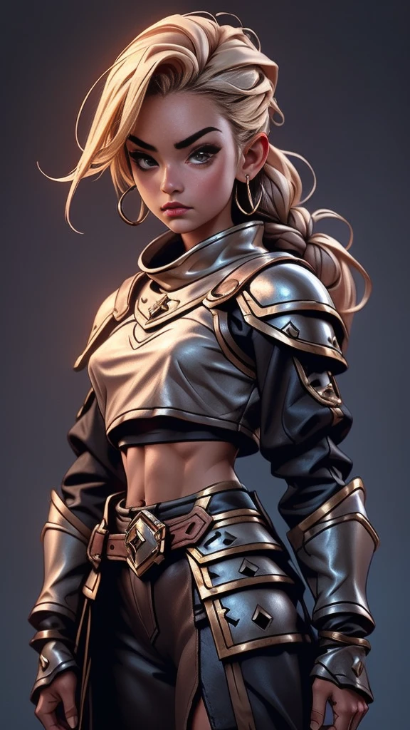 NSFW, (sfw armadura crop top), ((1 garota, medieval))