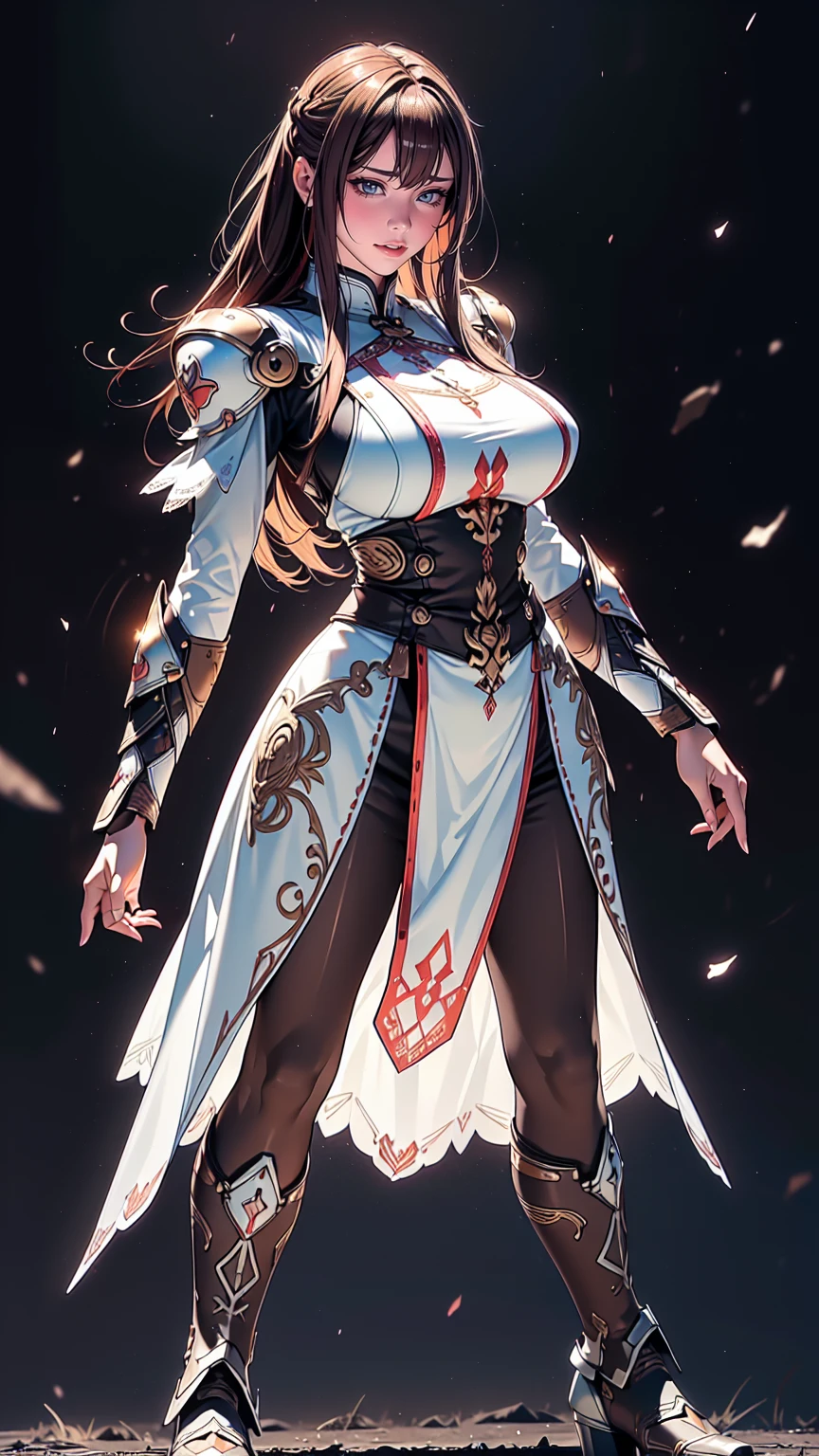 top quality, masterpiece, ultra high definition, Beautiful priestess, Hand waving red fan, fan on fire, Fire Spell，face tattoo，black eyes, looking at the audience, long hair, lips, elf ears, White clothes are very transparent, breasts and can be seen，Feather cape，hair accessories，earrings, Slim, ponytail，Burning battlefield background,