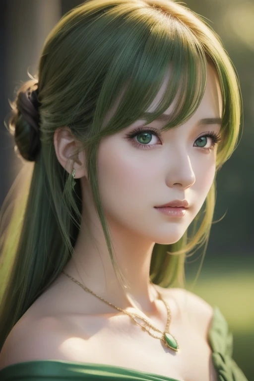 (Best quality,4K,8K,A high resolution,Masterpiece:1.2),Ultra-detailed,(Realistic,Photorealistic,photo-realistic:1.37),Blurred,Green-haired beauty,Yellow vertical pupils,deer antlers,Maid decoration,Soft lighting,Bending over,Playful and elegant,Sharp focus,ultra - detailed,Ethereal,Landscape painting,Vibrant colors,Soft lighting