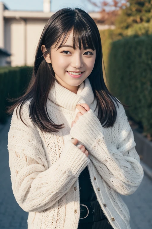 **fullbody idol Instagram street photo,twintail hair,small eyes,The picture was taken using a Canon EOS R8 camera,((long sharp face)),tactile hair,selfie photo,japanese lady.cool expression,she is sharp face,20years old idol,beautiful eyebrows,wearing skirt and business pumps,girl with twintail hair,shy and smile expression,selfie photo,style photo of nogizaka46,woman wearing skirt and pumps,,A pretty Japanese idol woman with black see through bangs cute posing in the street at night while holding a small bag-shaped handbag. She is wearing a white fur coat and light purple knit tops, navy leather skirt and pumps in a casual style.wearing long coat over knit,wearing luxury black short gl leather gloves,The candid fullbody photo was posted on Snapchat depicting her casual smirk,posted on snapchat and Instagram.