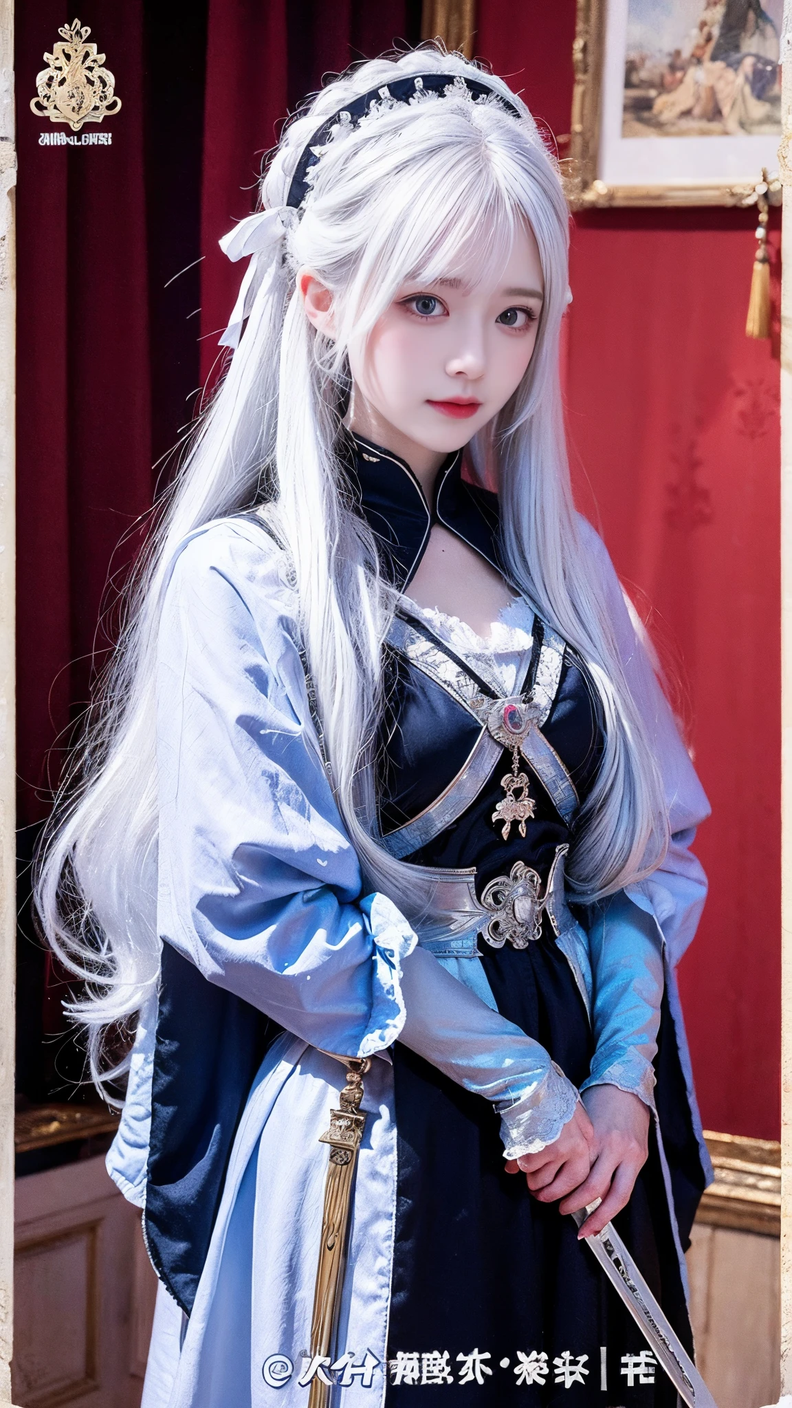 White hair,Period clothing,Royal sister,master,Sword Fairy ,Ancient style ,Colourful comic style