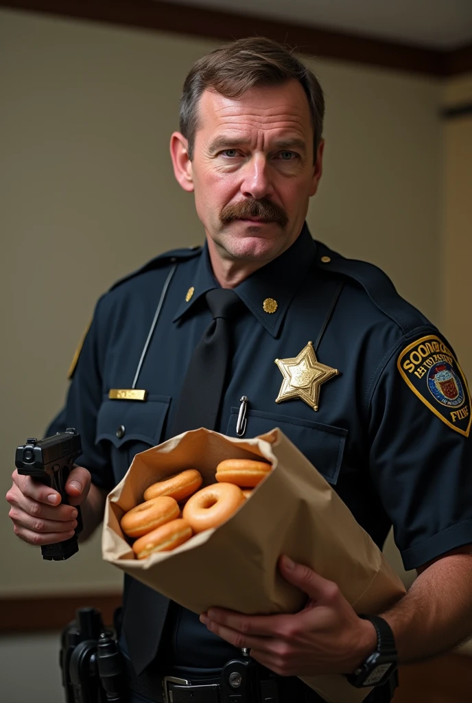 surrealist art in this charming 8 bit digital style artwork, "the sweet spot of choice," a 45 year old railroad police officer stands proudly in front of a cozy bakery, surrounded by rows of freshly baked bread and pastries. his crisp blue uniform and badge gleam against the warm, golden lighting emanating from the bakery's windows. a subtle smile plays on his lips as he holds up a slice of chocolate cake, adorned with a miniature train locomotive made of fondant. in the background, the walls of the bakery are adorned with colorful illustrations of economic charts and graphs, subtly incorporating concepts of public choice theory. the officer's gaze is directed at the viewer, inviting them to partake in the delightful aroma wafting from the bakery. the overall atmosphere is welcoming and inviting, evoking a sense of community and shared understanding. the 8 bit digital style lends a playful, pixelated quality to the artwork, reminiscent of classic video games. the bold colors and geometric shapes create a sense of depth and dimensionality, drawing the viewer's eye across the composition. the use of simple, blocky forms also adds a touch of whimsy to the piece, making it both visually striking and endearing. . dreamlike, mysterious, provocative, symbolic, intricate, detailed