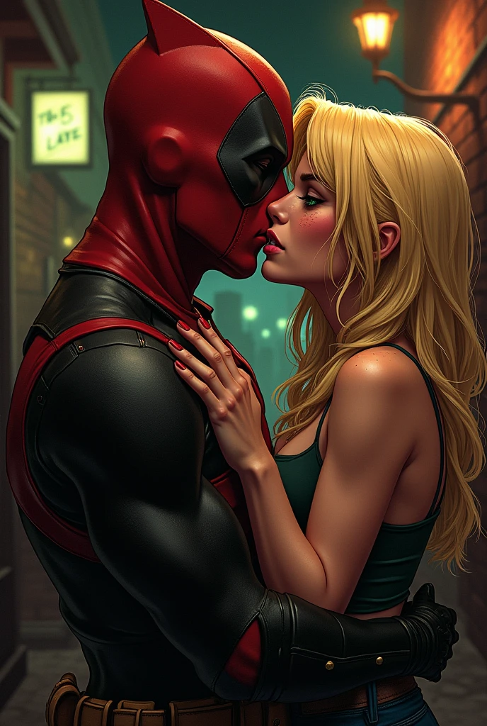 Deadpool beijando Gwen Stacy 
