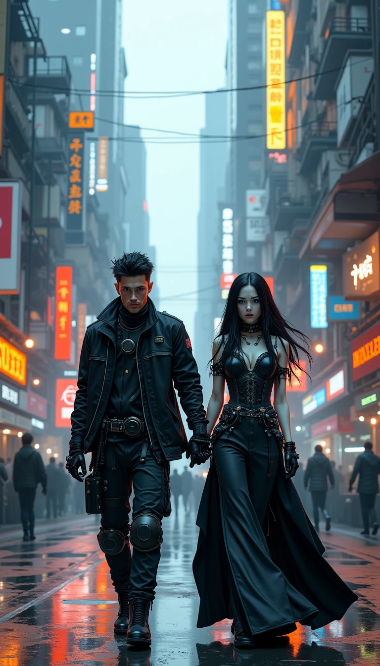 A female crime boss zombie, extremely detailed, steampunk outfit, mysterious creature bodyguard, bad neighborhood background, (best quality,4k,8k,highres,masterpiece:1.2),ultra-detailed,(realistic,photorealistic,photo-realistic:1.37),dark moody lighting,cinematic dramatic lighting,chiaroscuro lighting,dystopian sci-fi,dark fantasy,muted color palette,gritty urban setting,intricate details,highly detailed,award winning photography
