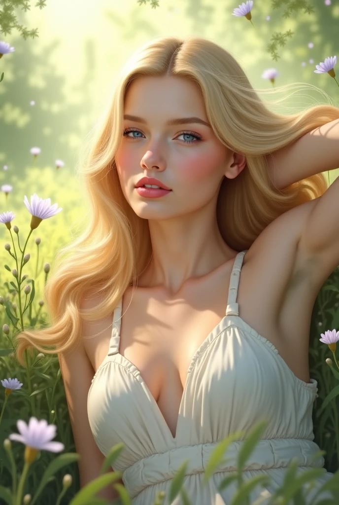 23 year old naked blonde woman, ((Full breasts)), ((Hyperrealism)). blond hair. blonde hair, hair with blonde roots, ((blonderootshair)) extra long, straight, perfect and influential hair. perfect. with sensual and perfect legs. everything detailed. scenario. perfect. better quality. iPhone photo. 8k resolution. Best photo