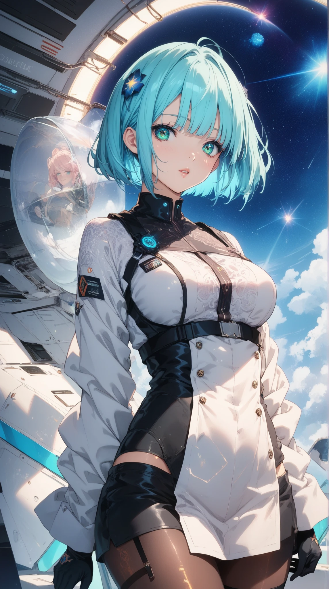 Rei Ayanami, solo, polo blanco, zapatillas blancas, ropa de tenis, minifalda blanca, obra maestra, mejor calidad, realista, hiperdetallada, (piel brillante, sudorosa: 1.4), absurdo, mirando al espectador, cabello negro corto, ojos marrones, Slim and dynamic lighting, high resolusion, foco nítido, profundidad de campo, ojos detallados, pupilas afiladas, pupilas realistas, (smal boobs: 1.6), (muslos gruesos: 1.0), al aire libre, cielo