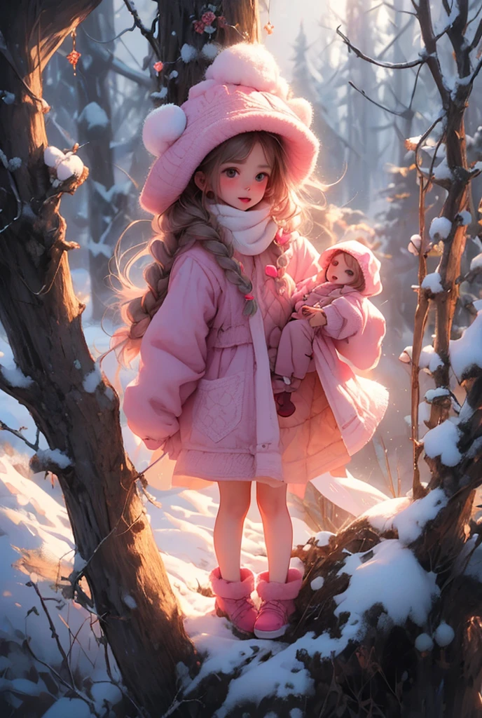 doll, a 8 years old girl, holding balloons, full body, real photo