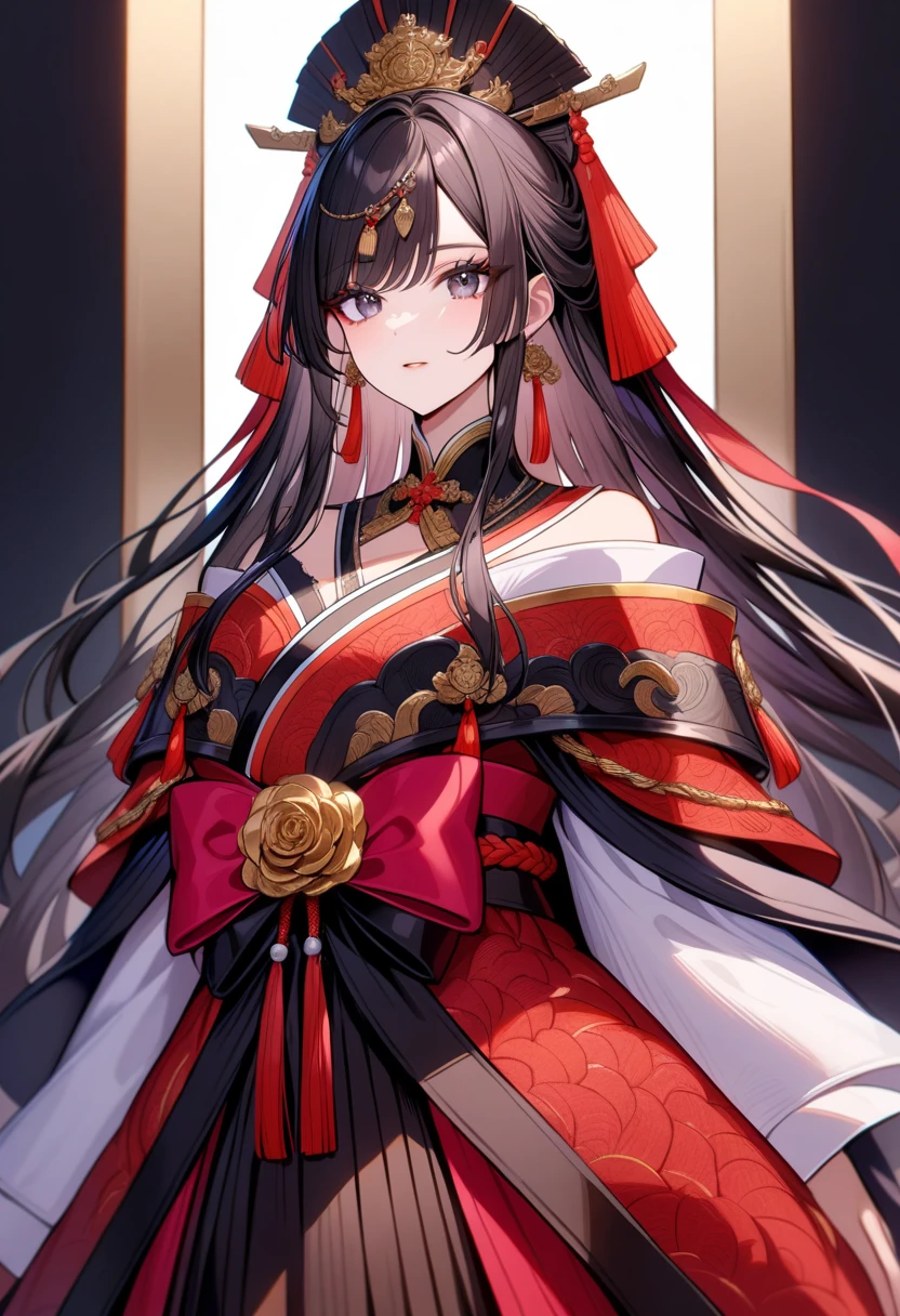 In this palace full of magnificent magnificence,A dark-haired female emperor who is biting her finger appears in the center of the picture。 She wore a robe,Holding aloft a quill pen,But he was a little upset and bit his index finger with his other hand,Frowning tightly,Gaze at the document in front of you,it's as if you're faced with an extremely difficult problem,Very irritable。 The tone of the whole picture is mainly red and black,The image of the nobility and majesty of this female emperor is highlighted。In the background are several temples and ornate decorations,It also highlights the status and power of the female emperor。 This female emperor through her expressions and body language,Exhibits a sense of self-restraint and anxiety。She looks proud and cold on the surface,But her restlessness and irritability could be seen in her fingers。Although she tried very hard to hide her emotions,But it can't hide the emotional fluctuations she produces when she faces difficult problems。 The whole picture is full of a kind of politics、A complex feeling of power and inner emotions,It also reflects the challenges and pressures that women politicians face in such a powerful and stressful environment。The emperor makes viewers feel her loneliness as a ruler、Boring,At the same time, it also shows that she is in power at the same time,The costs and challenges involved