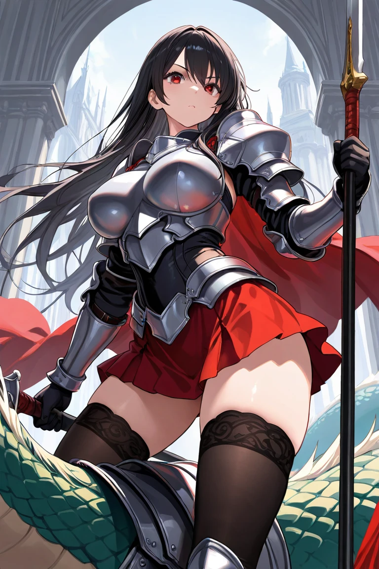 female knight Black Hair armor Torn white skirt No underwear torn white tights battlefield Leaking poop