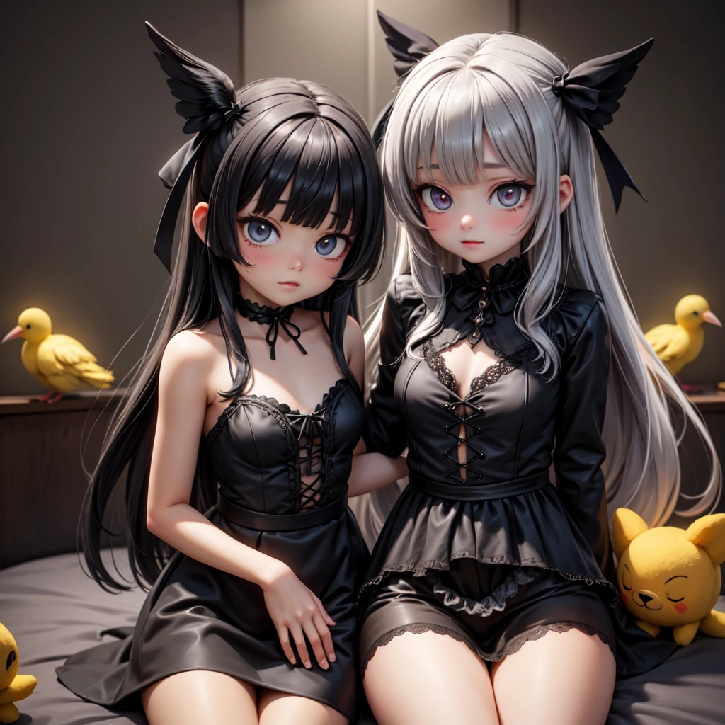 Cat Girl Beauties, Long Hair, short Hair, White Hair, black Hair, pink Hair,Lingerie, Pleasure, Shame, Tail, Sisters, Parent and Child, Family-Portrait, Close Contact