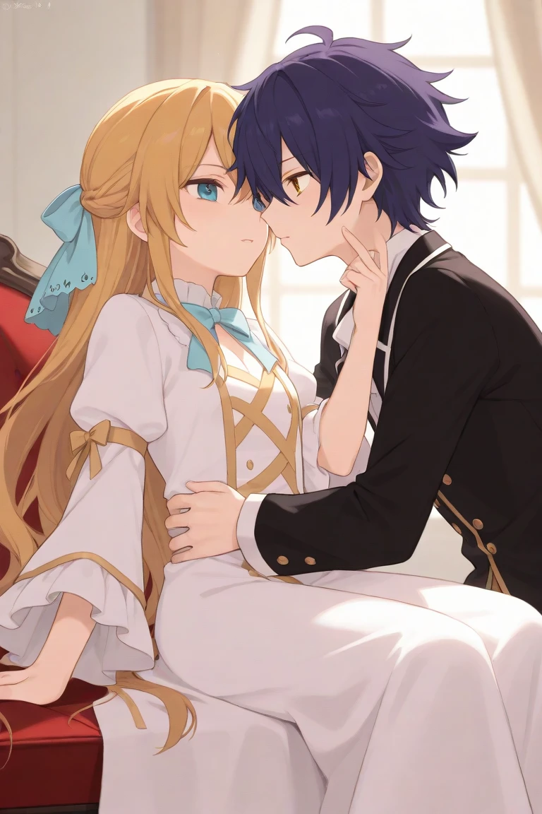 1girl, rizlet, 1boy, gideon, hug, <lora:rit8:1>, sitting,, , highres, absurdres,