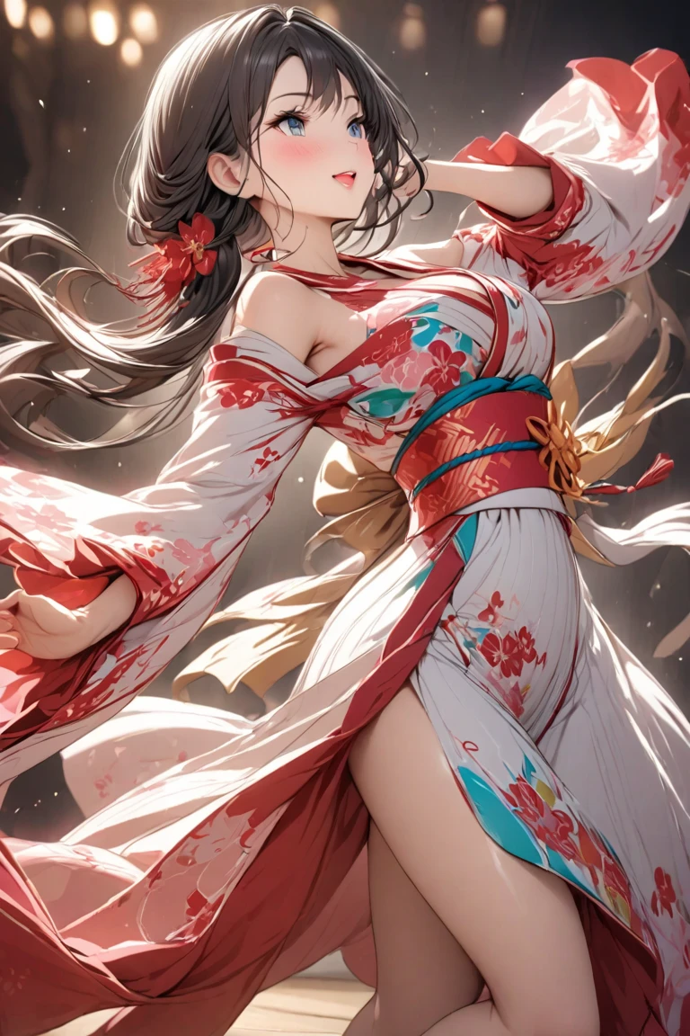 There's a woman in a kimono dress standing in the water, menina anime sedutora, mulher bonita sedutora do anime, Deusa japonesa, Art not Guweiz style, arte cg anime suave, Artgerm. anime illustration, mulher bonita do anime, menina anime bonita, Artgerm extremamente detalhado, bela arte digital, menina anime atraente, arte de anime digital detalhada.