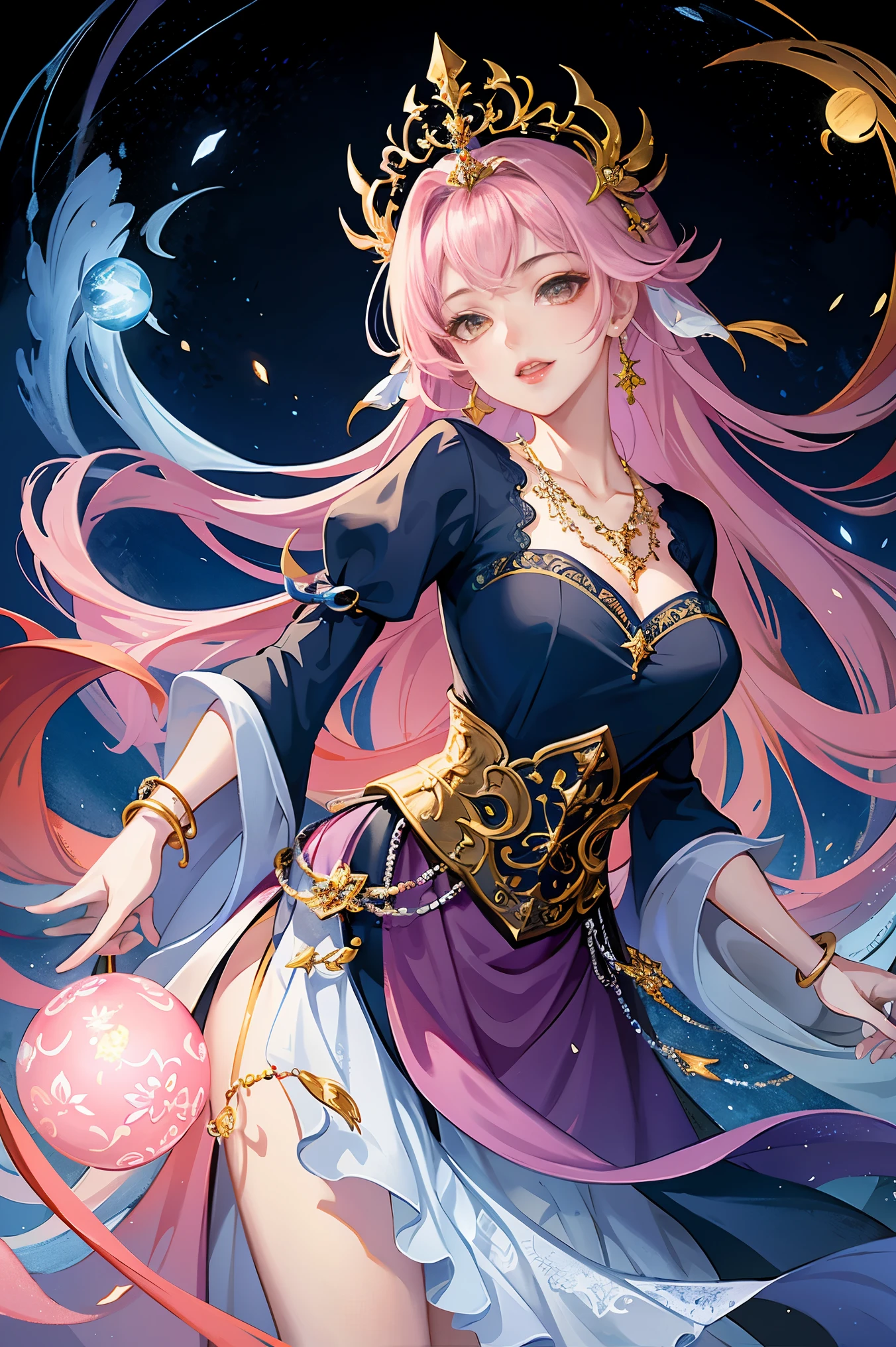 Colorful portrait illustration, (attractive female as a Wizard, ponytail, wear_length_Flowing_green_Complicated_Embroidered_Wizard_Robe), (necklace, Pouch, belt, smile, Very detailed face, masterpiece, Highest quality), Very detailed, (In the dungeons), magician_Grams, (A large, glowing circle of runes), Fire and Ice, Casting a Spell, Ultra-high resolution, Alexandre Karame、Alyssa Monks、Shigeru Ban